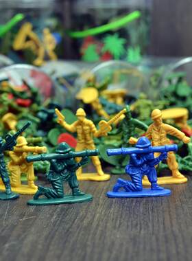 儿童二战小兵人士兵玩具模型套装 塑料军事打仗小人武器沙盘场景
