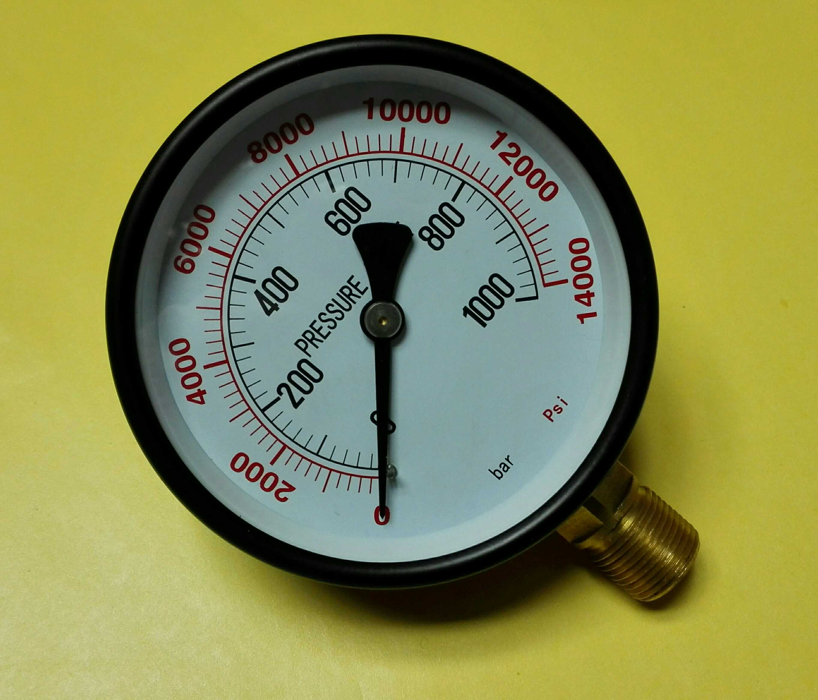 超高压压力测量表y-100 0-1000bar/0-14000psi m20x1.5表盘100mm