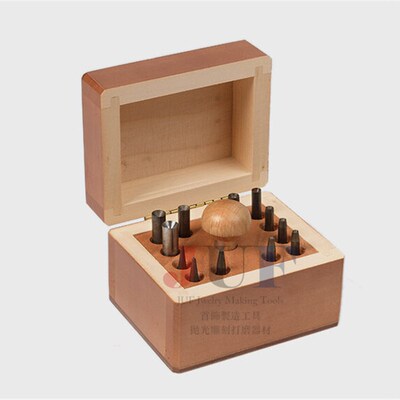 Technique法国产 12件套 圆形宝石包边镶嵌 包镶冲头工具套装