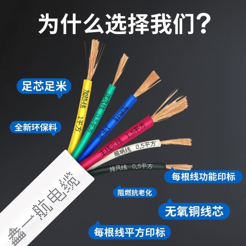 大功率浴霸线专用电线六芯国标1.510.5平方护套线铜芯软线防水