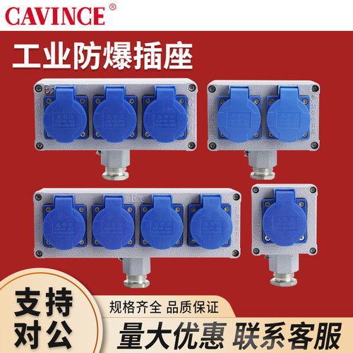 户外防爆插座200-250v双联10/16A三孔工业电源铸铝接线板插座盒