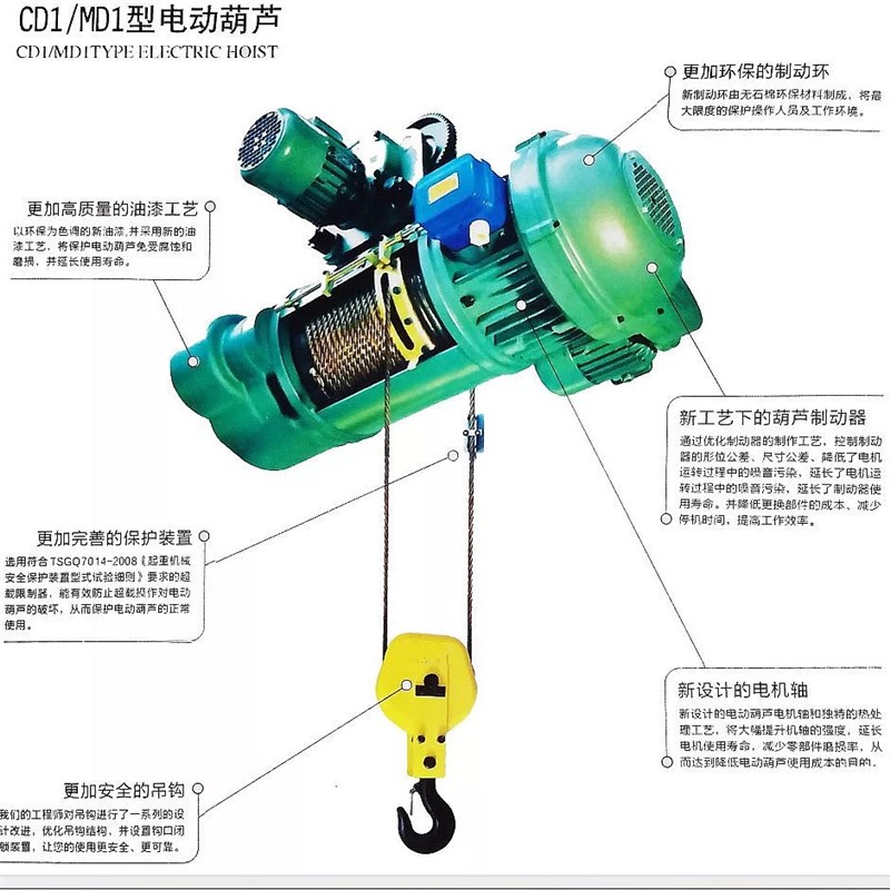 双速钢丝绳电动葫芦 MD型1T2T3T5T10T低净空电动葫芦冶金电动葫芦