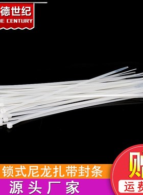 4*150mm白色塑料自锁式尼龙扎带封条 塑料扣束带线带捆线电线10条