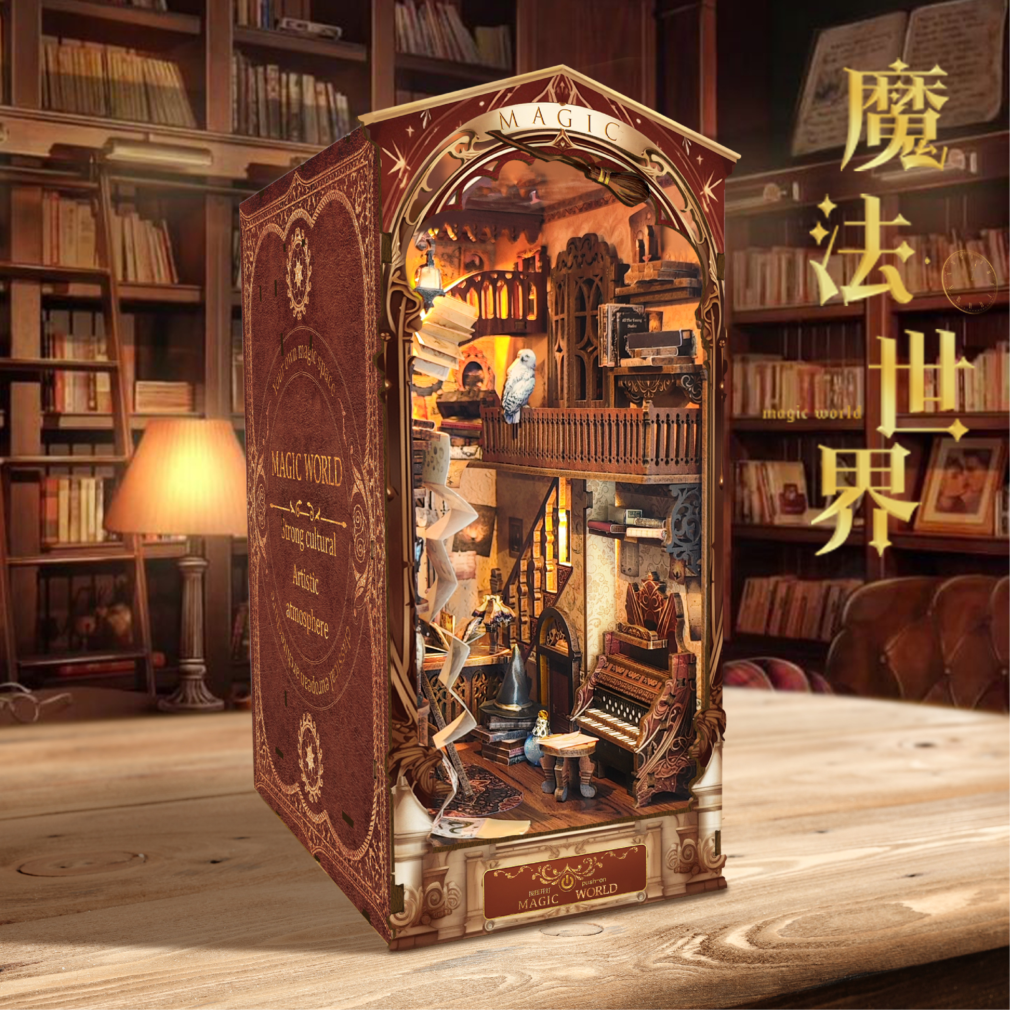 鲸空木制拼装触控灯手工DIY书立 家居装饰书架摆件魔法世界西西弗