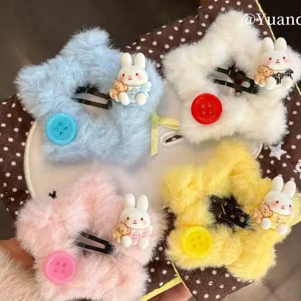 儿童秋冬星星米菲兔可爱纽扣发卡
