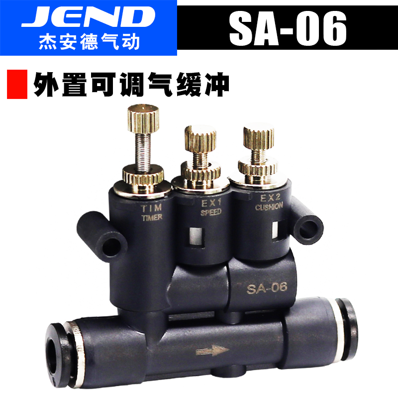 外置可调气缓冲行程 带速度调节缓冲器气缸气动接头缓冲时间可调