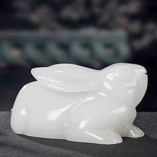 星星点灯 玉石生肖兔子风水摆件玄关客厅装饰白玉兔摆设乔迁送礼