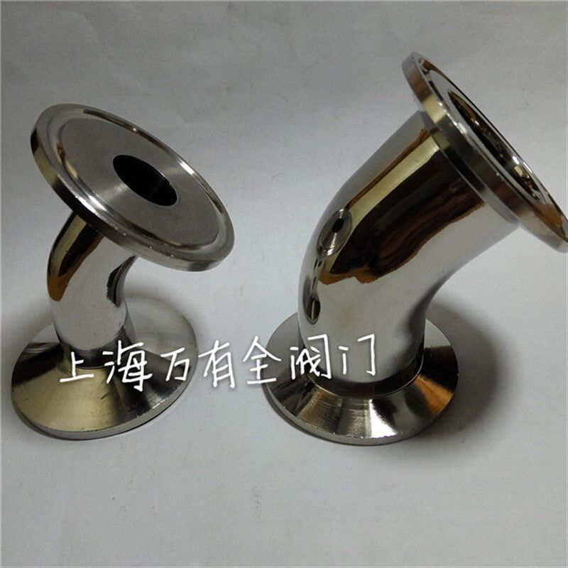 不锈钢304快装45度弯头 不锈钢304卫生级快装弯头 卡箍式镜面弯头