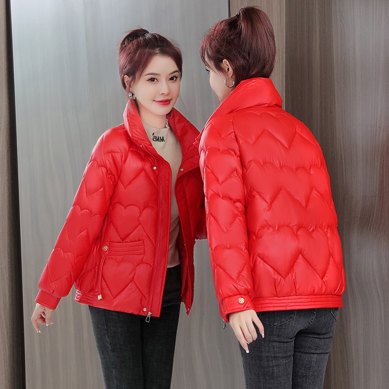 免洗亮面韩d版宽松面包服女短款棉衣时尚百搭冬季加厚棉服洋气棉