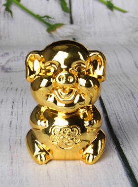 鎏金色铜生肖猴摆件 铜生肖猪摆件 铜 猴 猪摆件 底部可打开