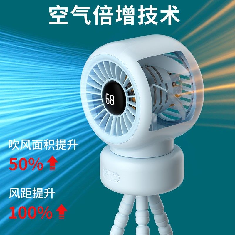 婴儿车风扇宝宝摇头推车八爪鱼可携式迷你小型可充电夹式防夹手