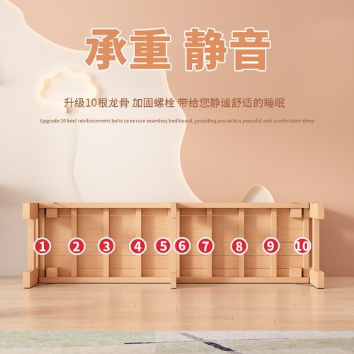 榉木儿童床实木可折叠带护栏宝宝小床扩床加床大人床边拼接床