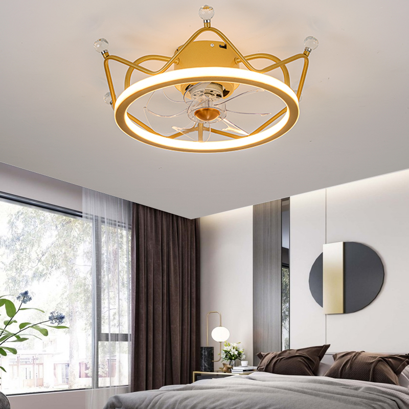 卧室吸顶风扇灯儿童房间吊扇灯简约超薄隐形女孩男孩带电风扇吊灯