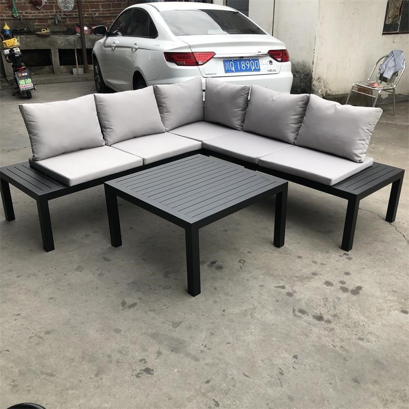 新款户外阳台露台沙发椅办公室酒店商务简约现代铁艺全铝沙发茶几