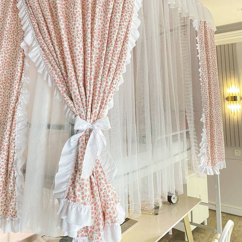 床帘上铺u型双轨道床帘保暖遮光支架上下铺男女宿舍碎花公主床幔