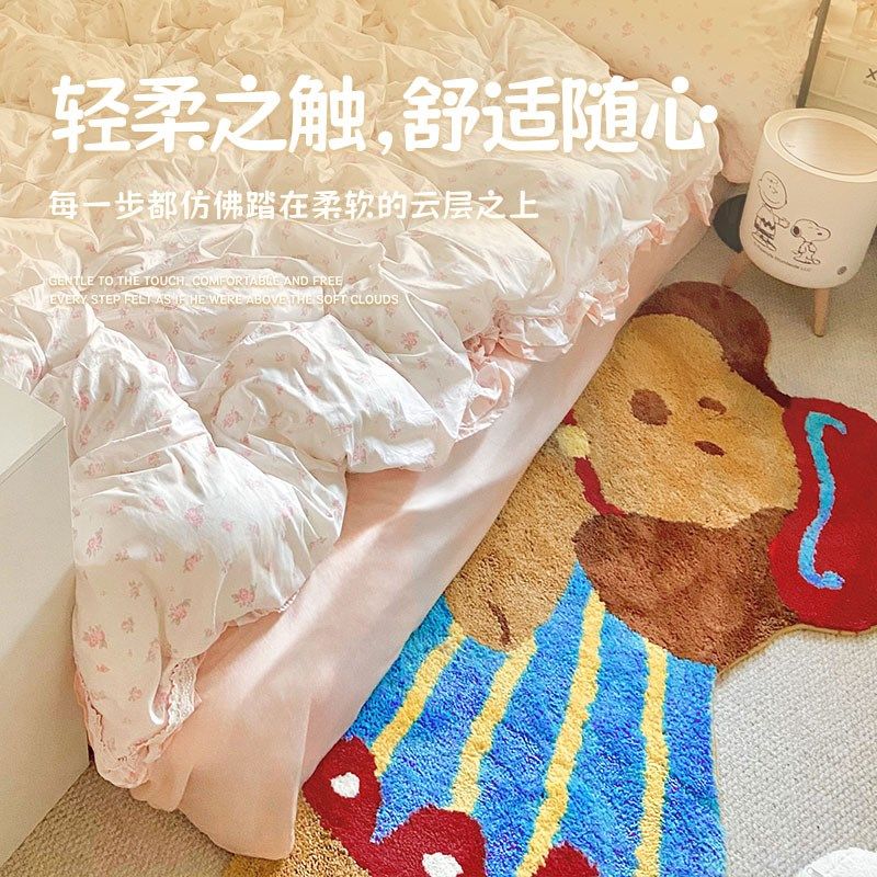 多巴胺趴趴狗地毯植绒地毯客厅毛毯可爱卧室床边毯吸水垫簇绒地毯