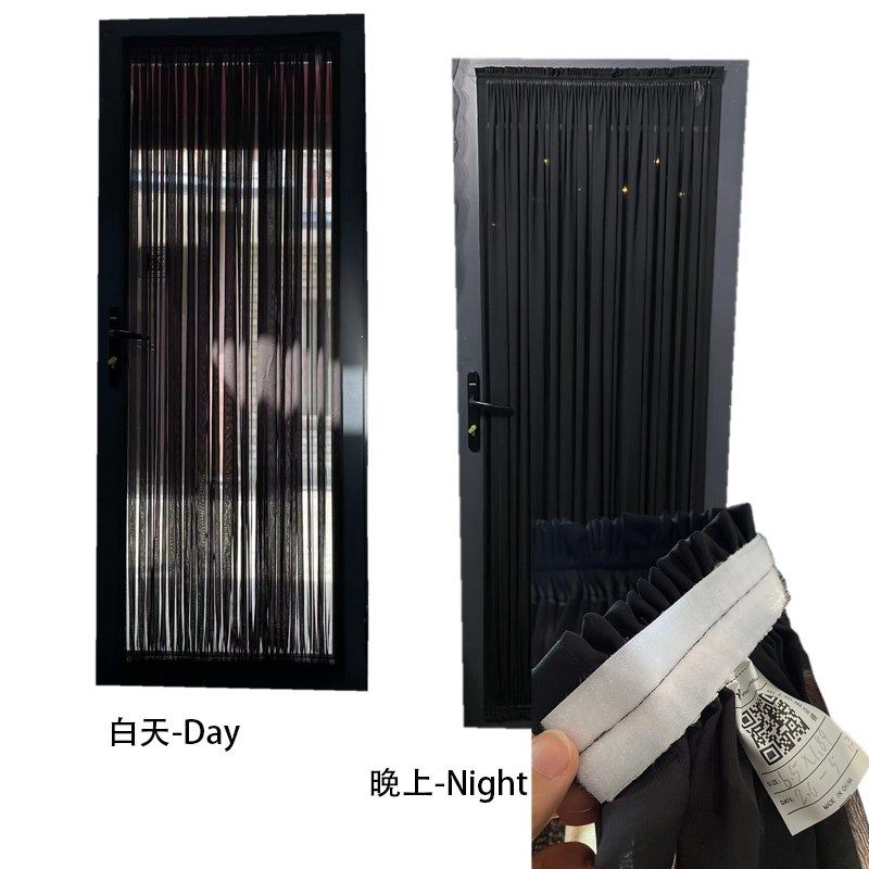 18N百褶魔术贴免打孔绷纱帘轻盈玻璃门帘白色雪纺纱遮光窗帘