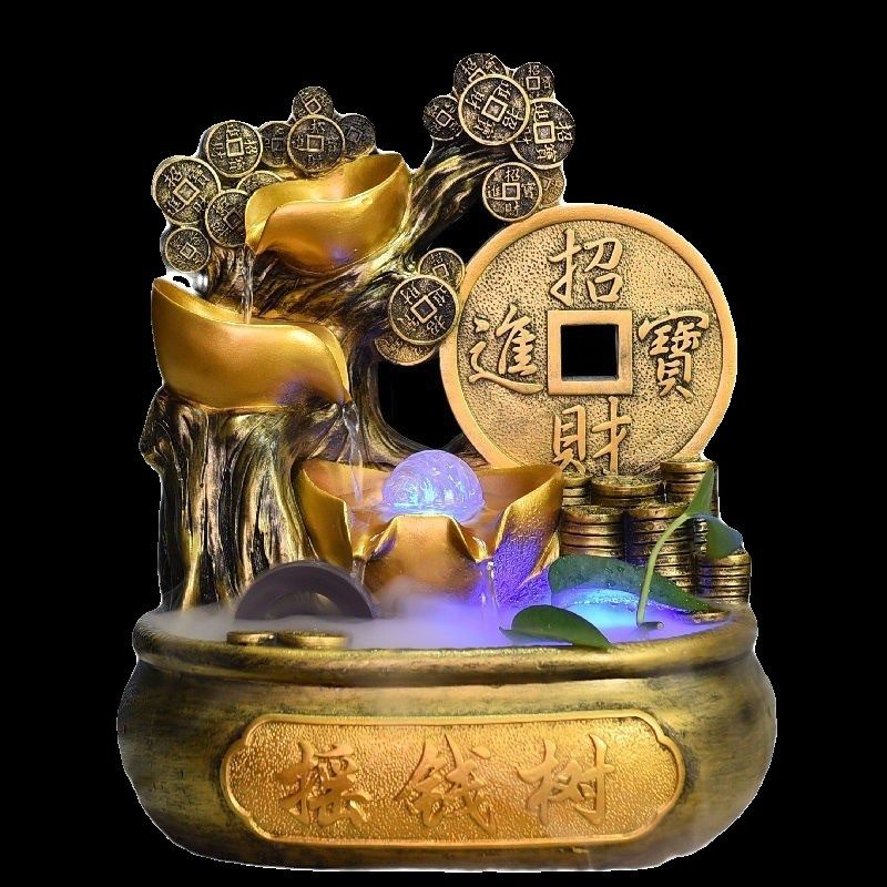 摇钱树招财桌面摆件客厅卧室加湿循环水聚宝盆开业转运球乔迁礼品