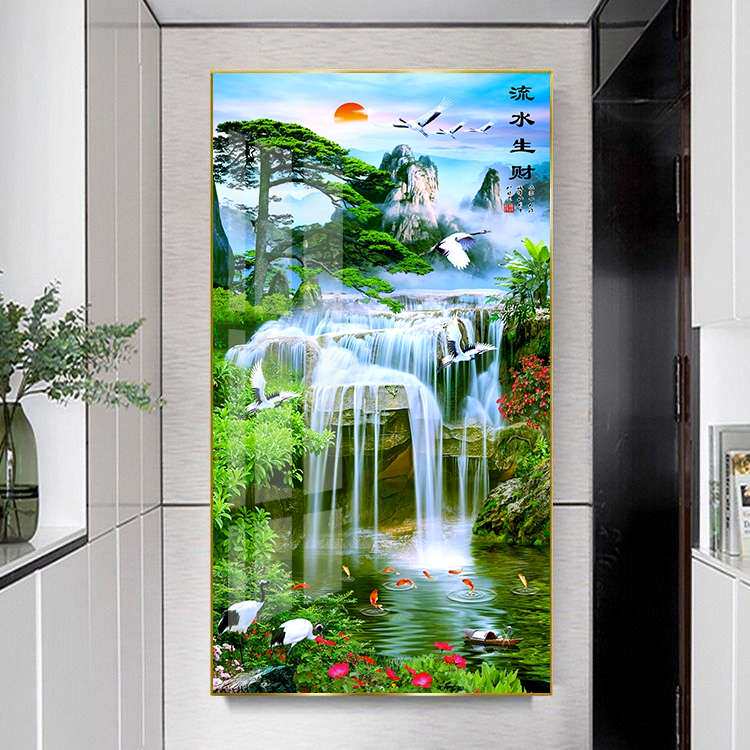 沙发画瓷客厅装饰画欧式玄关壁画过道走廊背景墙版晶竖入户门挂画