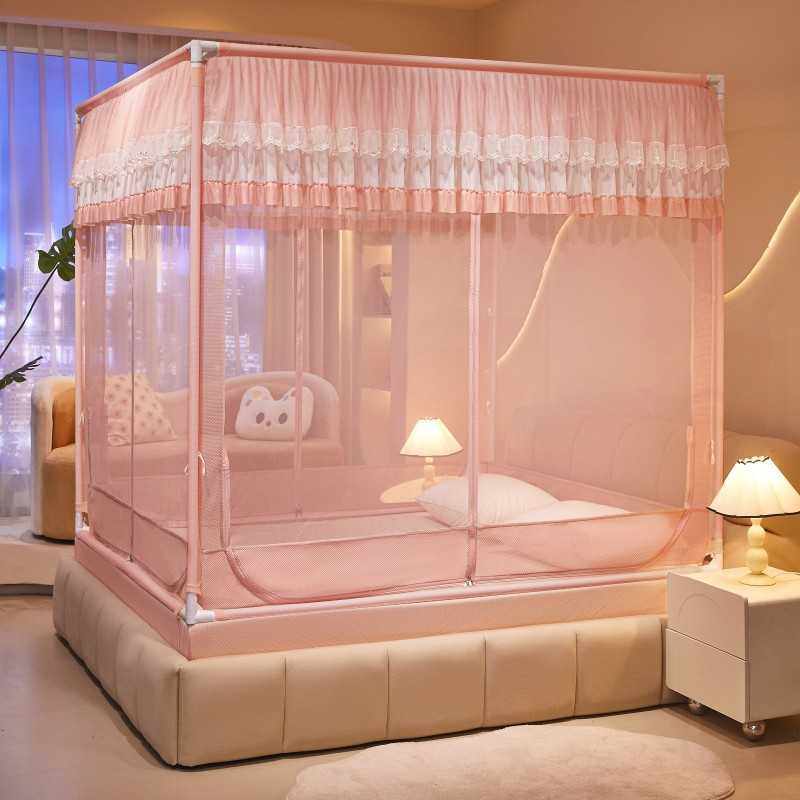 夏季加密蚊帐U型床笠回底款三开门坐床蚊帐家用防摔方顶拉链防尘,床上用品,蚊帐,淘宝优惠券,粉丝福利购,淘宝优惠卷