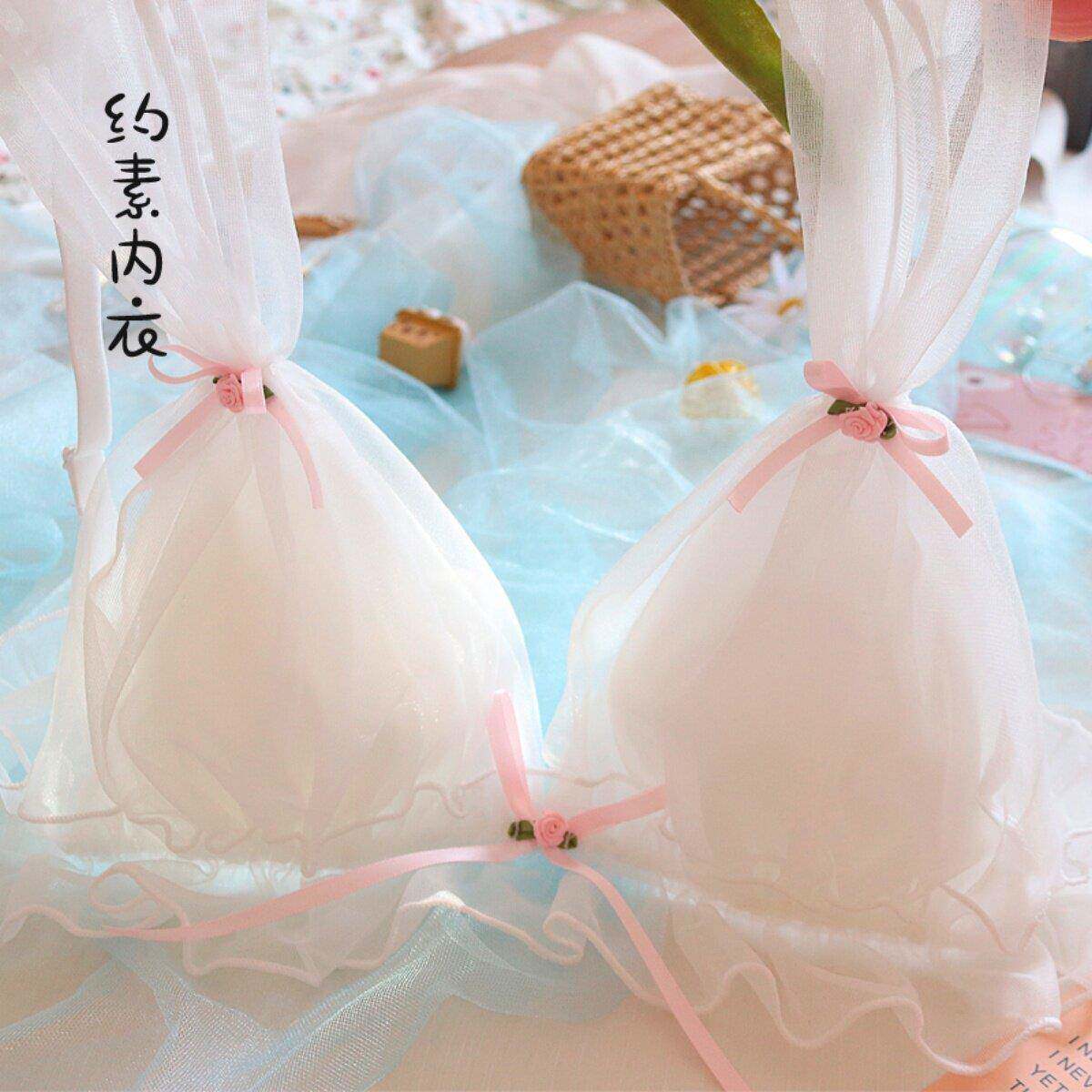 浪约素漫仙白~纯日系少内衣欲缎面日系FCP夏季薄女款无钢圈文胸套