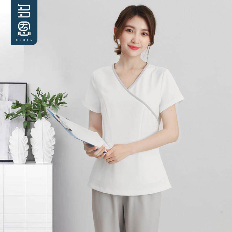 美院美容师工作女高端护士服分体套装白色皮肤BHNYaRTz管师容工作