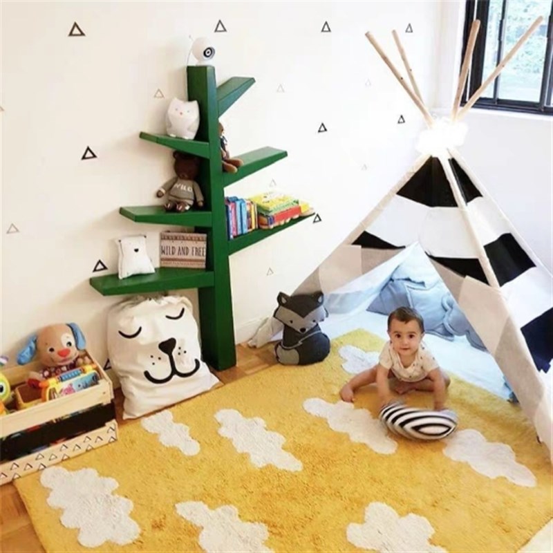 实木艺术书架树形书架墙壁落地书架置物架S幼儿园书架儿童