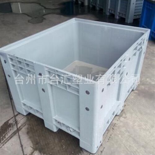 供应1210托盘式塑料卡板w箱 可带盖带轮密封箱 大型灰色周装箱