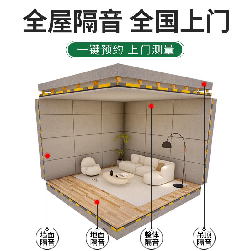 隔音吊顶天花板全屋装修屏障改造隔音墙施工卧室天花影.音室幼儿