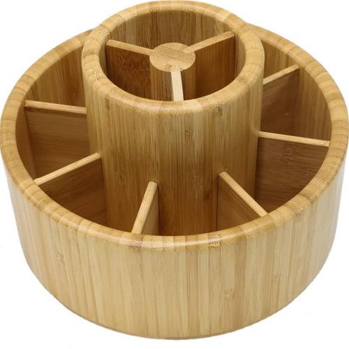 甄选竹制笔筒圆形旋转艺术用品桌面存储马克笔多功能旋转笔筒