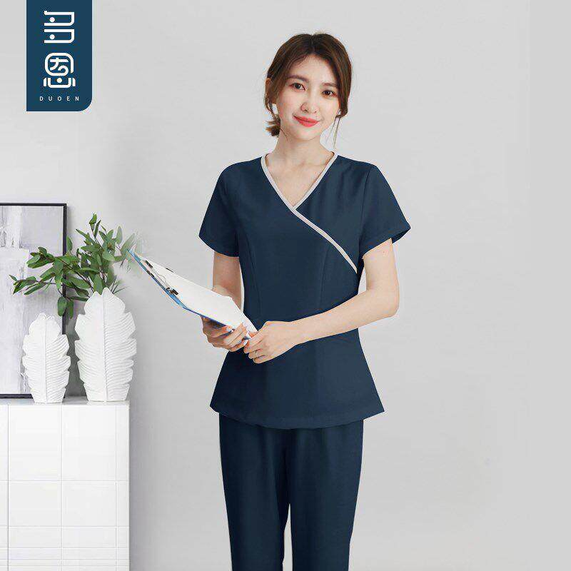 院美容美容师高工Kx8qNPLU作服女端护士服分体套装白色皮工肤管理