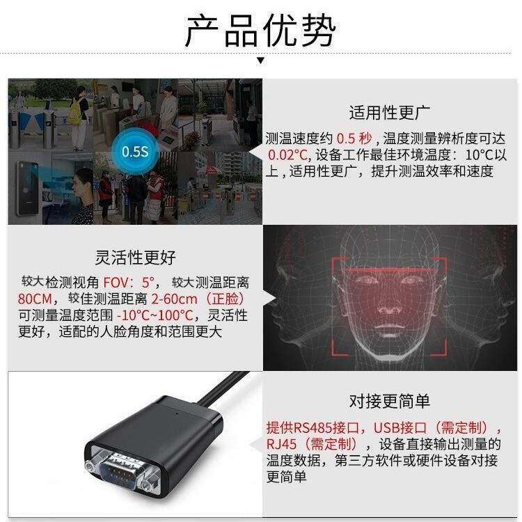 人皮肤体温检测模温度传器控制工业用测量组感仪打UQR卡红体外测