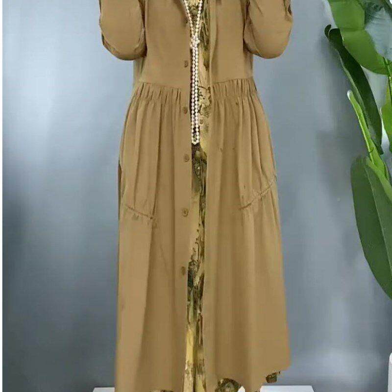 春OLu5jqyX夏薄款连帽单排扣女士风时尚百季搭质中长款大码气大衣
