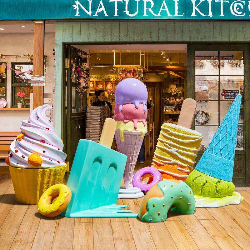 冰ARC淇淋型摆甜甜圈雪糕模玻璃钢雕装塑商场美陈冰激凌甜品店饰