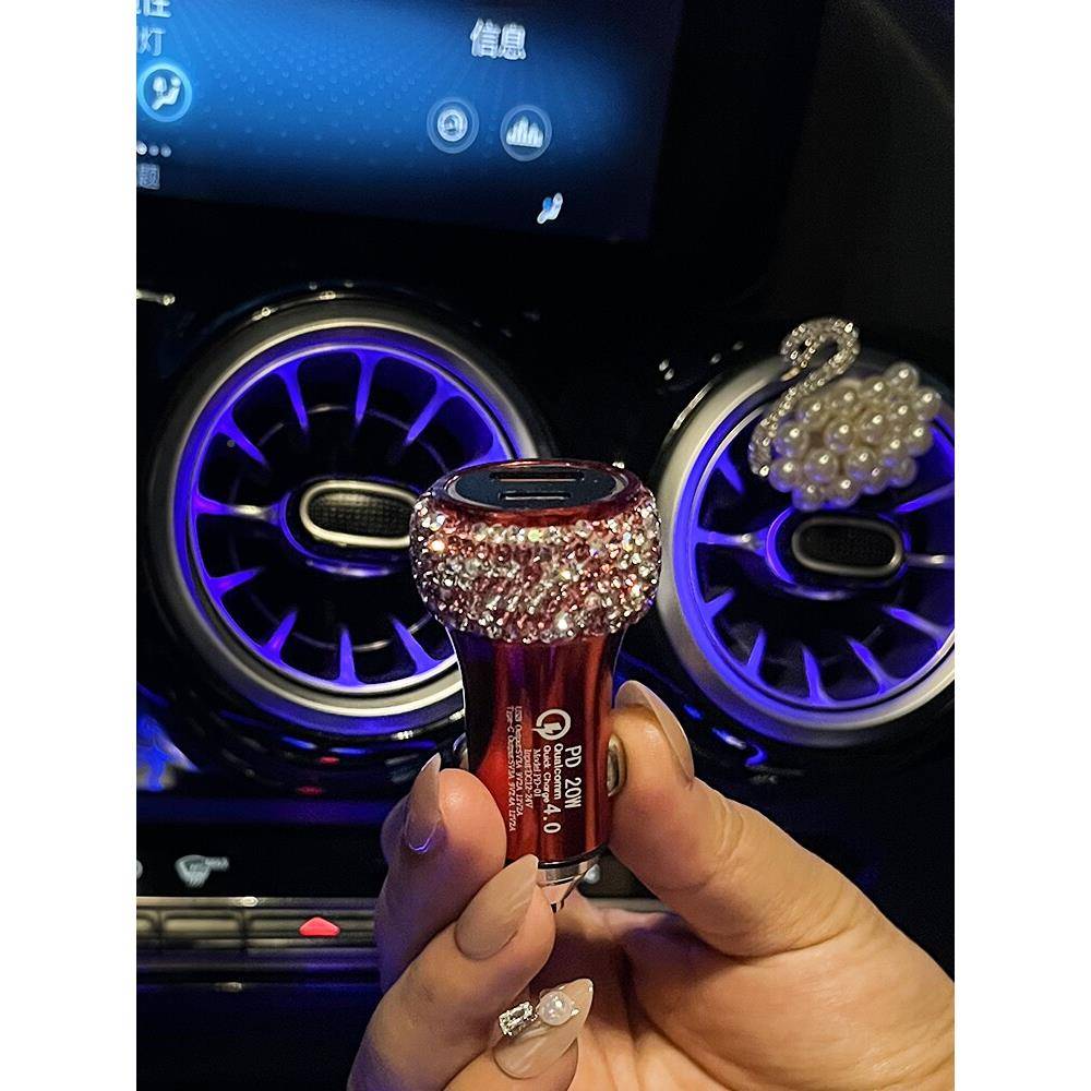 用梨81女神专款苹车载手于机充电器点烟转换插头车内用快充线支架