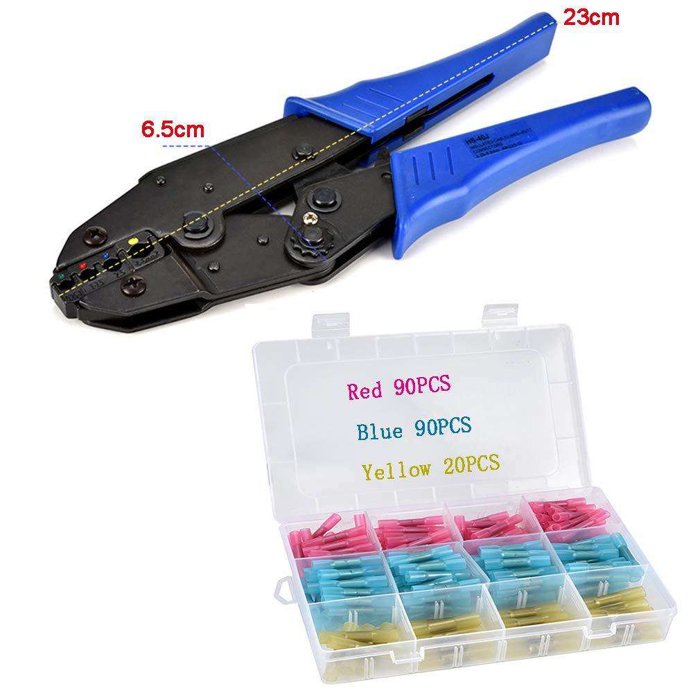 跨境200PCS防水端子热缩中接管接线鼻子 压线钳套装组合40J钳子
