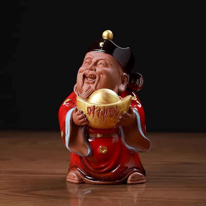 禅意中式五福弥勒福禄寿喜财笑脸佛桌面小摆件创意家居茶室茶宠