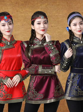 短款高端蒙古服装女民族风u歌手舞台表演服饰新款日常蒙古袍生活