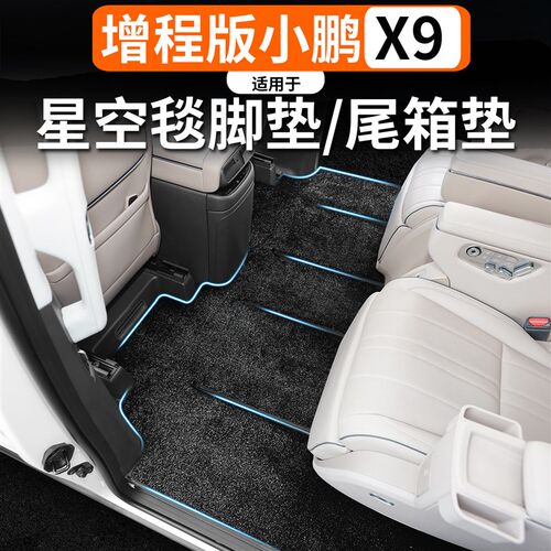 适用于小鹏X9增程版脚垫星空地毯满天星脚J垫环保中排丝圈垫后车
