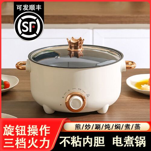 多功能料理锅g小型电煮锅蒸煮炖一体电热锅家用宿舍学生不粘电火