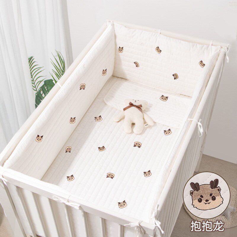 婴儿床床围栏软包儿童拼接床围挡防撞宝宝小床上用品三件套可定制