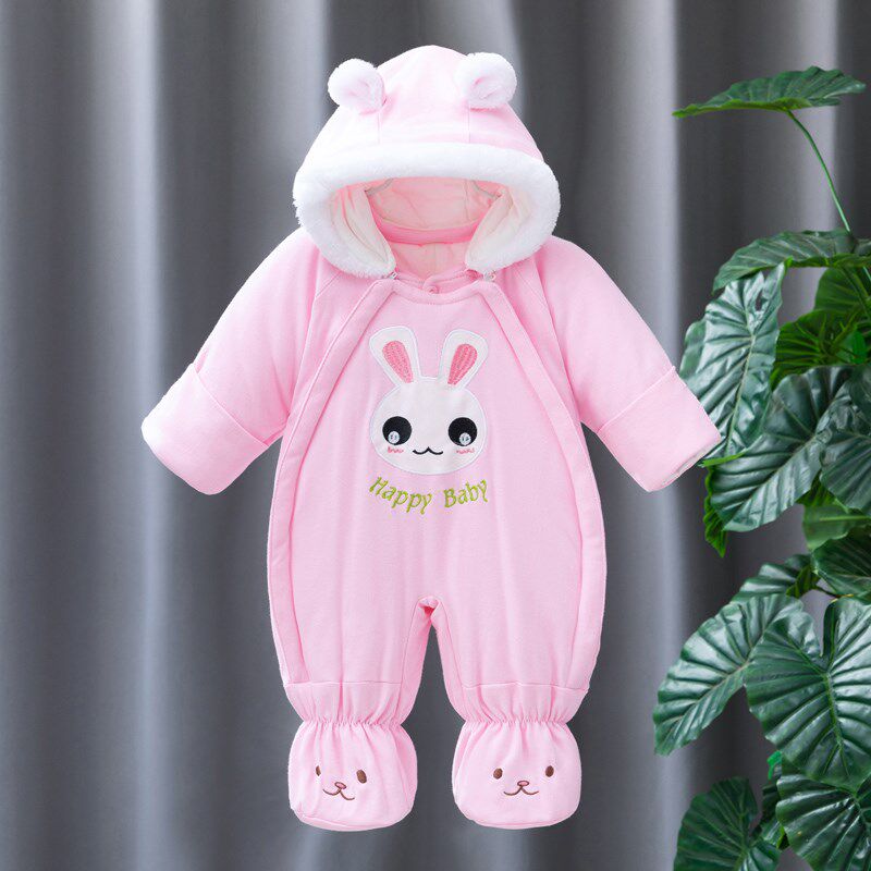 婴儿外出抱抱服春秋季包脚薄棉宝宝爬F服新生儿哈衣连脚连体衣睡