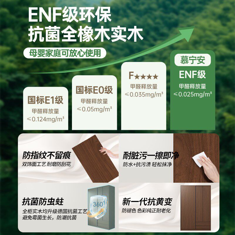 全实木定制橡木衣柜推拉门家用卧室ENF级现代简约主卧趟门大衣橱