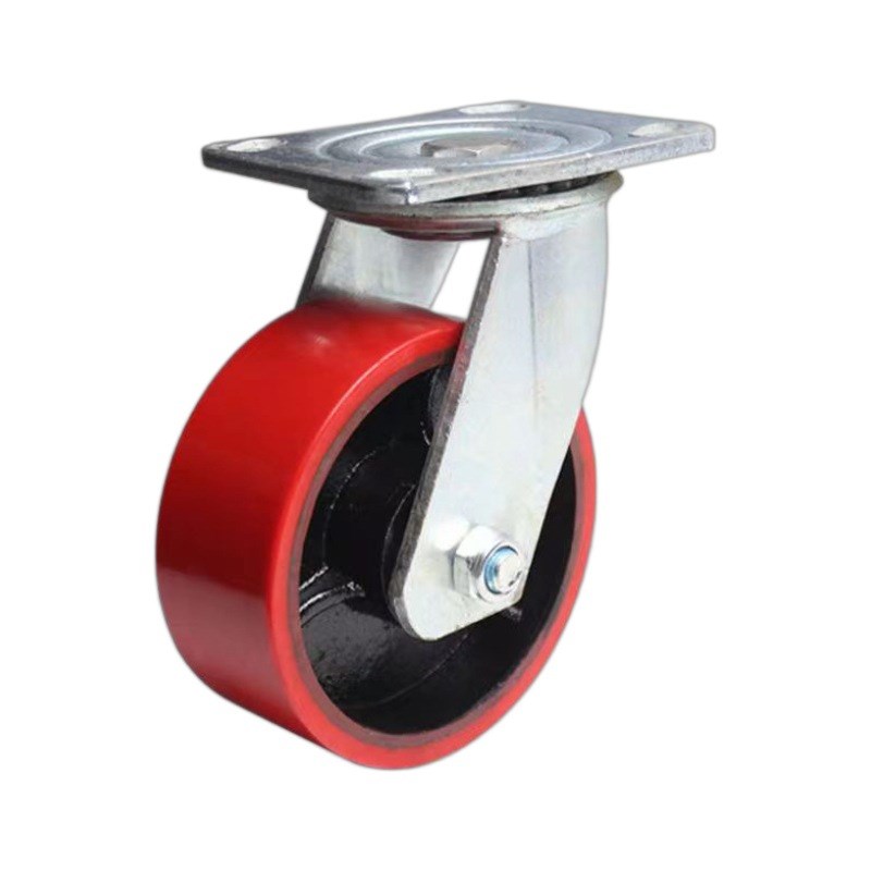 超重型脚轮实心铁芯聚氨酯脚轮巨型超重设备脚轮定向轮刹车脚轮