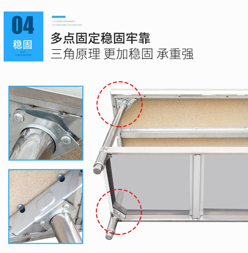 不锈钢工作台三层操作台厨t房专用桌子储物架家用案板打包台可定