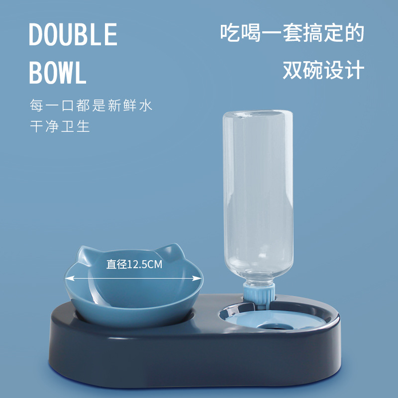 猫碗双碗自动饮水狗盆狗碗狗狗水碗猫咪狗猫食P盆宠物用品大号塑