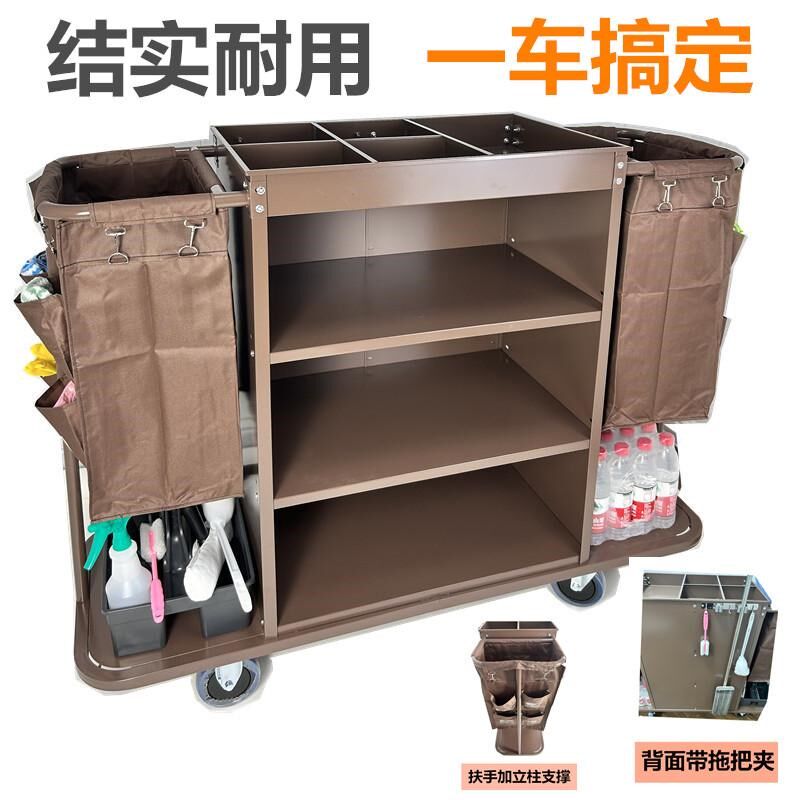 酒店布草车宾馆客房服务车不锈钢推车双边车清洁保洁车工作车静音