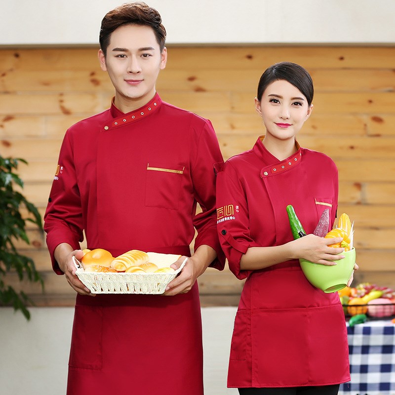 厨师工作服男女长袖秋冬个性酒店餐饮西餐行政总厨烘焙厨师服长袖