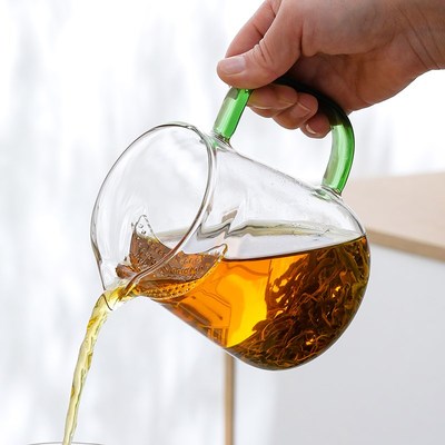 苏氏陶瓷 公道杯玻璃月牙过滤茶杯分离器耐热加厚茶海