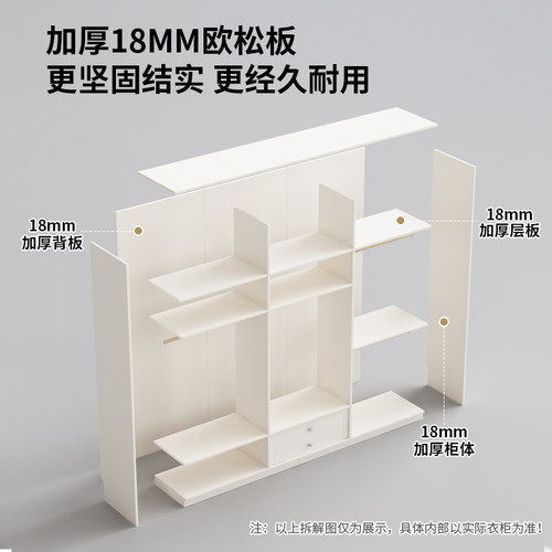 主卧衣柜家用卧室后现代柜子成品转角边柜E0级欧松板小户型大衣橱